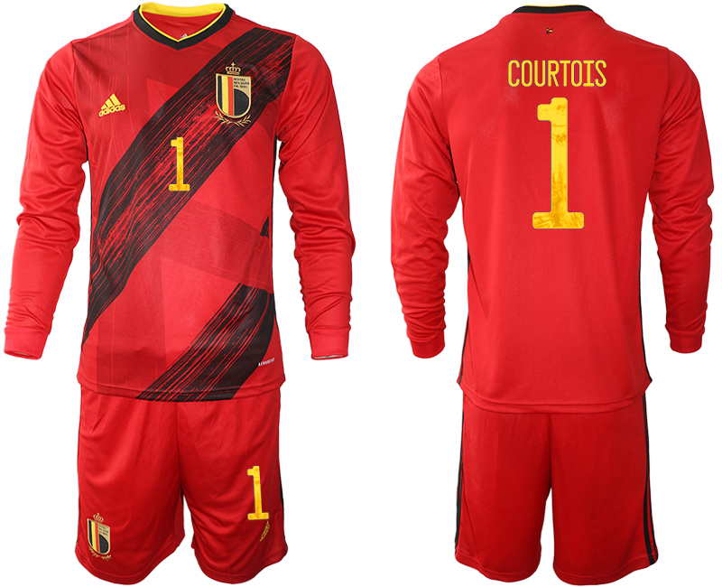 Men 2021 European Cup Belgium home Long sleeve #1 soccer jerseys